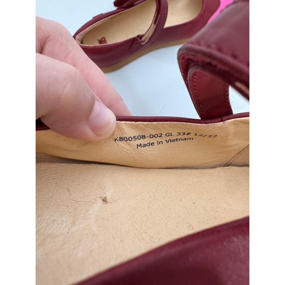 Camper Twins Kids Burgundy‎ Pink Leather Mary Jane Flats Shoes Size 33 - Picture 7 of 7